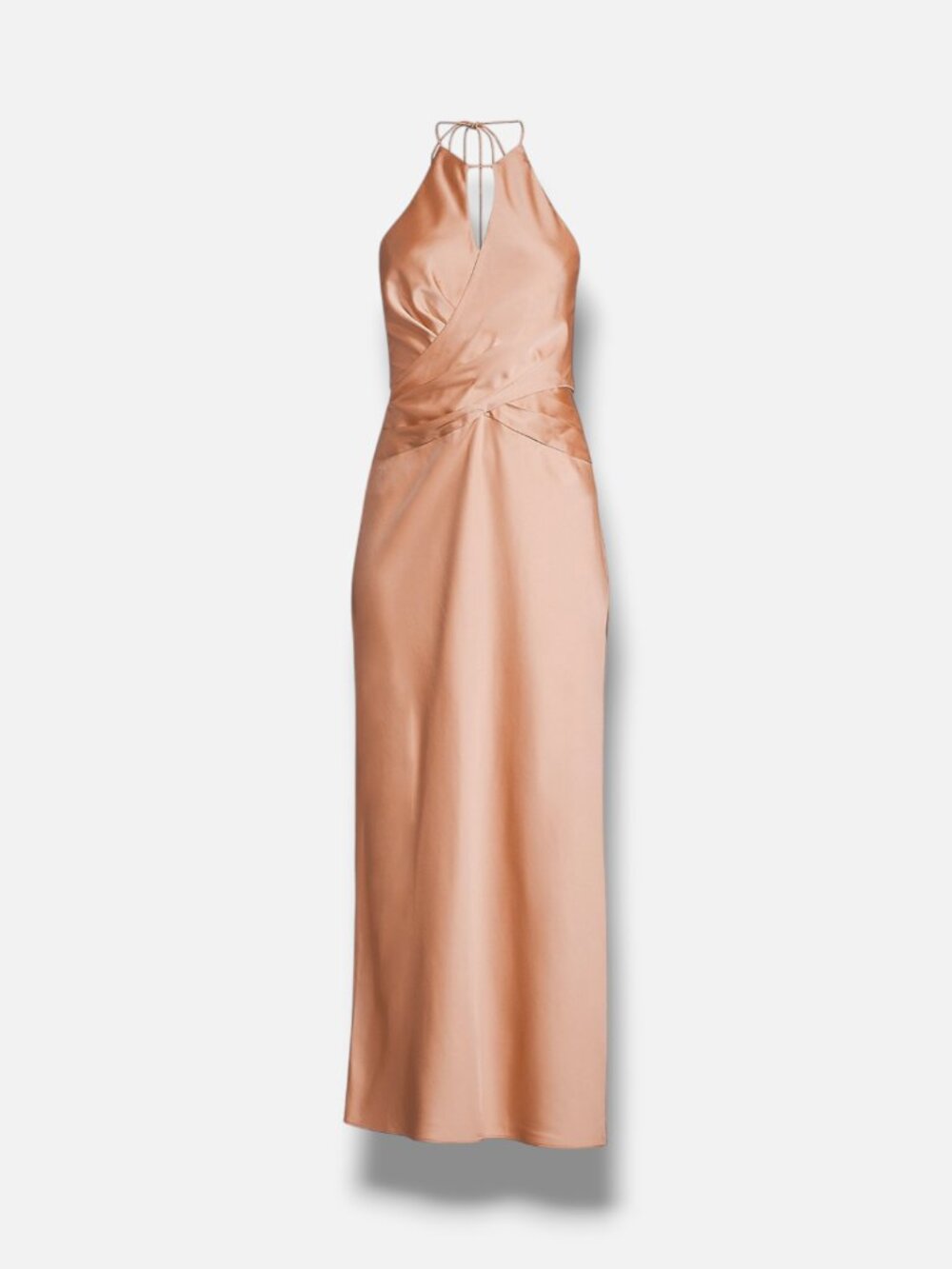Significant Other Women Beige Alix Satin Halter Crossover Midi Dress Size 10